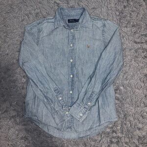 Polo Ralph Lauren Womens Button Up Chambray Denim Shirt Slim Fit Blue Size Small